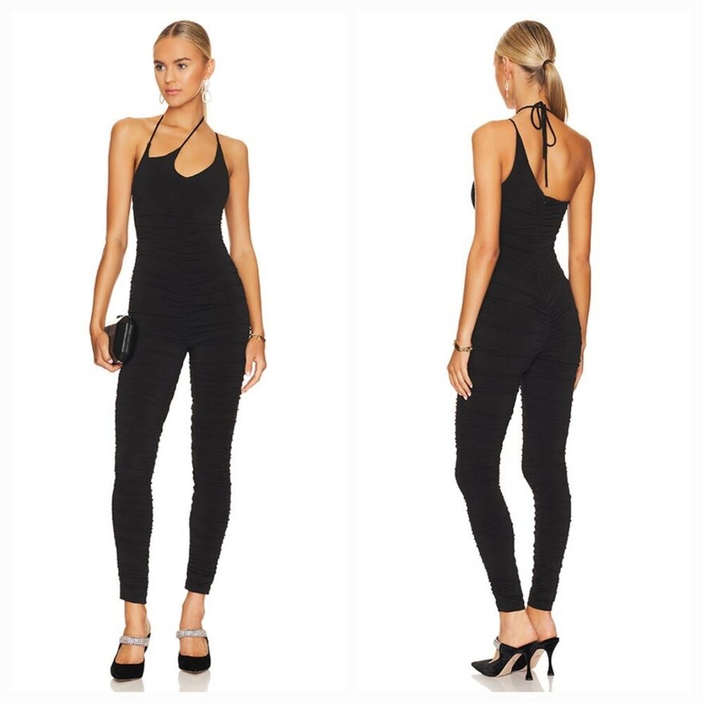 Superdown Bethany Ruched Jumpsuit in Black Small